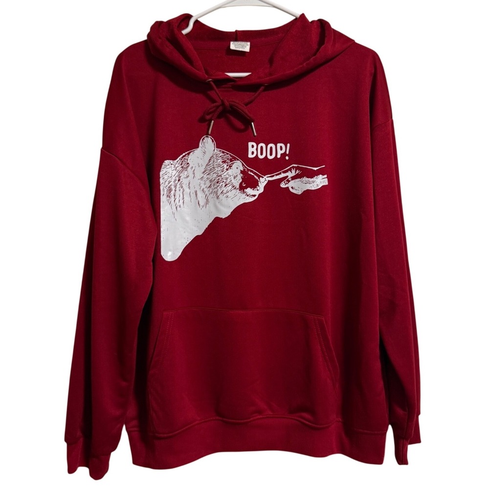 Unbranded Maroon Boop Bear Graphic Hoodie Sweatshirt Mens Medium Maroon Red